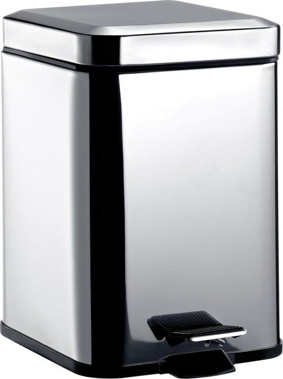 Emco System 2 Afvalemmer - 3 Liter - RVS - Rechthoek - Pedaalemmer