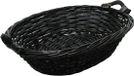 Merkloos / Sans marque Paardekooper Broodmandje ovaal - zwart - 43 x 35 x 12 cm - mandje rotan/riet - broodmanden/serveermanden
