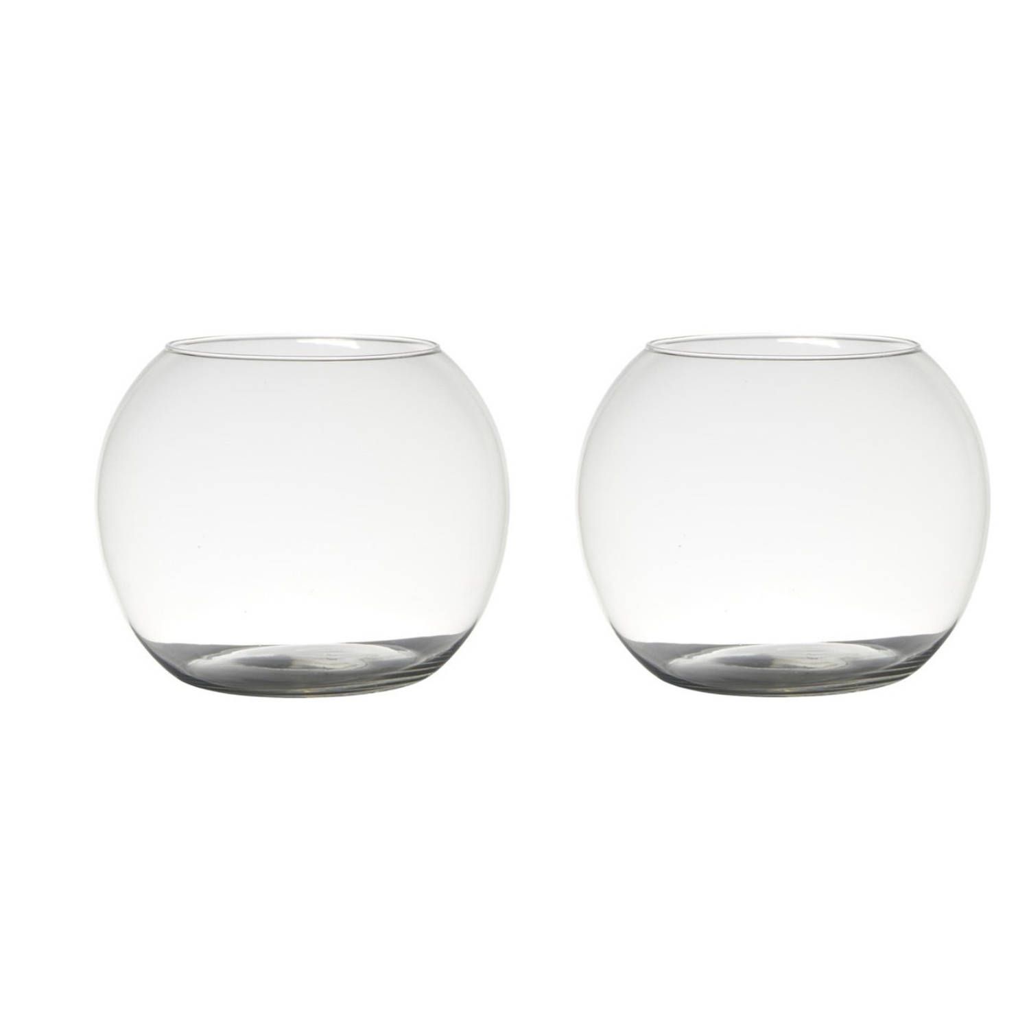 Set van 2x transparante ronde glazen vazen - 20 x 25 cm - Bloemenvaas