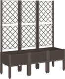 vidaXL Plantenbak met latwerk 120x40x142 cm polypropeen bruin