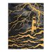 Artery8 Lighthouse Lightning Storm Gold Contrast Painting Bathroom Toilet Large Wall Art Poster Print Thick Paper 18X24 Inch