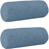 vidaXL Kussensloop 2 stuks HEERLEN Blauw Ø 15 x 40 cm corduroy