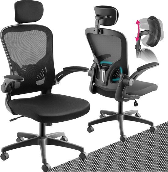 tectake® Ergonomische Directiestoel Bureaustoel Zwart