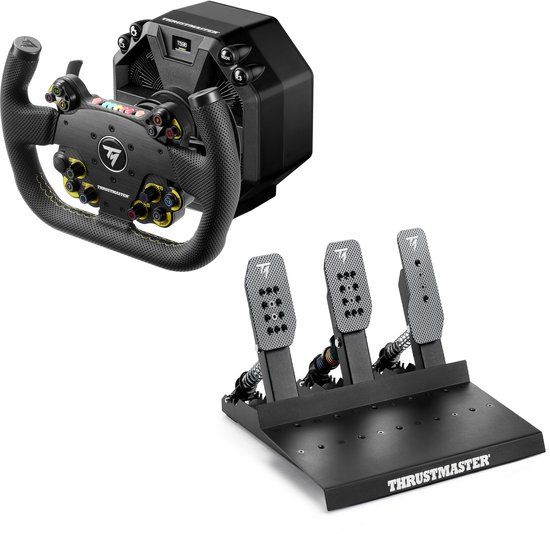 Thrustmaster T598 Servo Base Direct Axial Drive 10 Nm Force Feedback + EVO Racing 31U Leather + Raceline Pedals III LC – Direct Drive Sim Racing Set - PC - PS4 - PS5