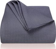 LAYNENBURG Sprei, piqué met reliëf, van 100% katoen, licht zomerdeken, katoenen deken voor bed, zetel, luchtig deken voor de sofa (antraciet), 240 x 260 XXL