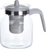 Merkloos Glazen theepot met grijs filter 1500 ml