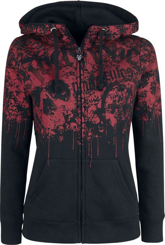 Rock Rebel by EMP Zwarte hoodie met rode opdruk - Dames - L
