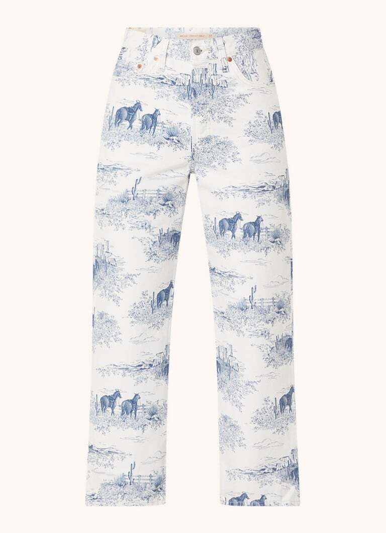 Levi's Levi's Ribcage high waist straight leg cropped jeans met print