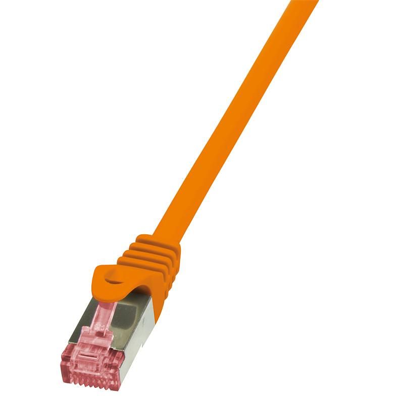 LogiLink RJ45 Netwerk Aansluitkabel CAT 6 S/FTP 2 m Oranje Vlambestendig, Snagless