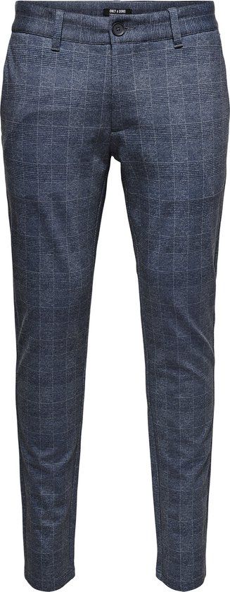 ONLY & SONS ONSMARK CHECK PANTS HY - Heren Broek - Dress Blues - Maat W30 x L34