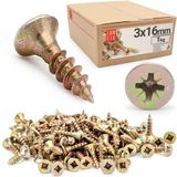 Lun Fix Geharde Houtschroeven 3x16mm Geel Verzinkt 1kg Universeel