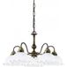 Kolarz Lustre Nonna à 5 bras en verre style cottage, laiton antique mat, 5x E27