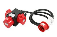 91445 Sunpulse 91445 CEE adapter 16A 400V 3x16A stroomverdeler op een bouwplaats