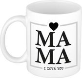 Bellatio Decorations Mok voor Mama - Wit/Grijs - Keramiek - Moederdag