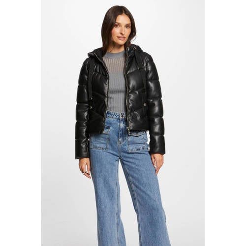 Morgan Coated Quilted Winter Coat - Black
