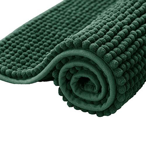 subrtex Chenille badmatten voor badkamer, extra zacht en waterabsorberend antislip badkleed, perfect pluche tapijtmatten voor bad, douche (40 × 60 cm, groen)