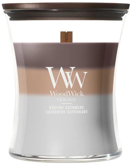WoodWick Hourglass Trilogy Radiant Cashmere Geurkaars - 60 Branduren