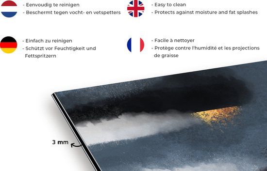 KitchenYeah Spatscherm keuken - Wolken - Abstract - Design - Goud - 120x80 cm