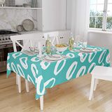 Bonamaison Tafelkleed, Anti-Mold, Sneldrogend, Waterdicht, 100% Polyester Tafellaken, Turkoois, wit, 140 x 160 Cm
