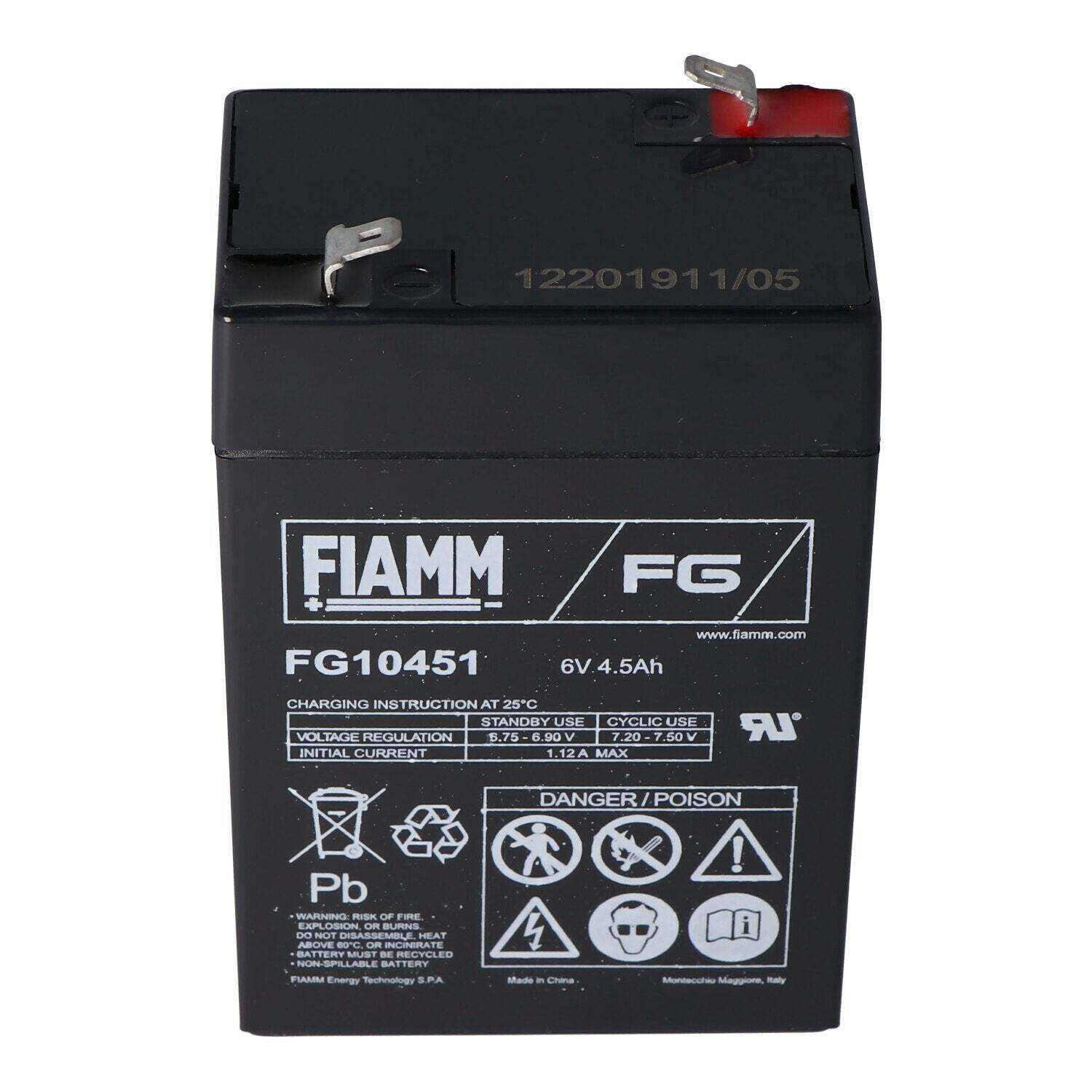 Fiamm Fiamm FG10451 loodbatterij 6 volt 4.5Ah 3FM4.5