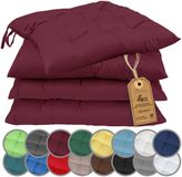 NatureMark Zitkussen stoelkussen met linten 40x40cm set van 4 Bordeaux rood