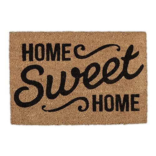 Relaxdays deurmat kokos, Home Sweet Home, hartjes, 40 x 60 cm, kokosmat binnen & buiten, antislip voetmat, gekleurd