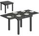 Table de jardin extensible - table à manger rectangulaire d'extérieur - aluminium - 80–160 x 80 cm - pour 4–6 personnes - noir