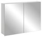 3xE living Armoire de toilette avec miroir, gris, 76,6 cm | Murale, 76,6 x 14 x 57 cm, 2 portes miroir, 2 étagères, charnières amorties, sans poignée, caisson mélaminé 16 mm