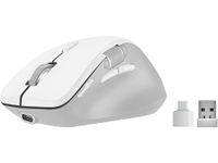 Speedlink Libera Silent Mouse - Bluetooth-muis, stil klikken, oplaadbare batterij, duimscrollwiel, 1 Bluetoothprofiel, 1x USB-A & 1x USB-C 2,4 GHz-profiel, 3200 DPI, ergonomisch, wit