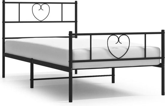 vidaXL Bedframe met hoofd- en voeteneinde metaal zwart 90x190 cm