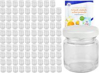 MamboCat Set van 100 weckpotten, 53 ml, rond met wit deksel 43 + diamant Gelierzauber receptenboekje