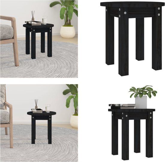 vidaXL Salontafel massief grenenhout zwart 35x35 cm