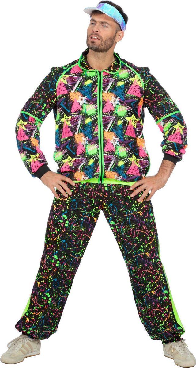 Wilbers Fout Neon trainingspak 80´s Volwassenen - Maat 54