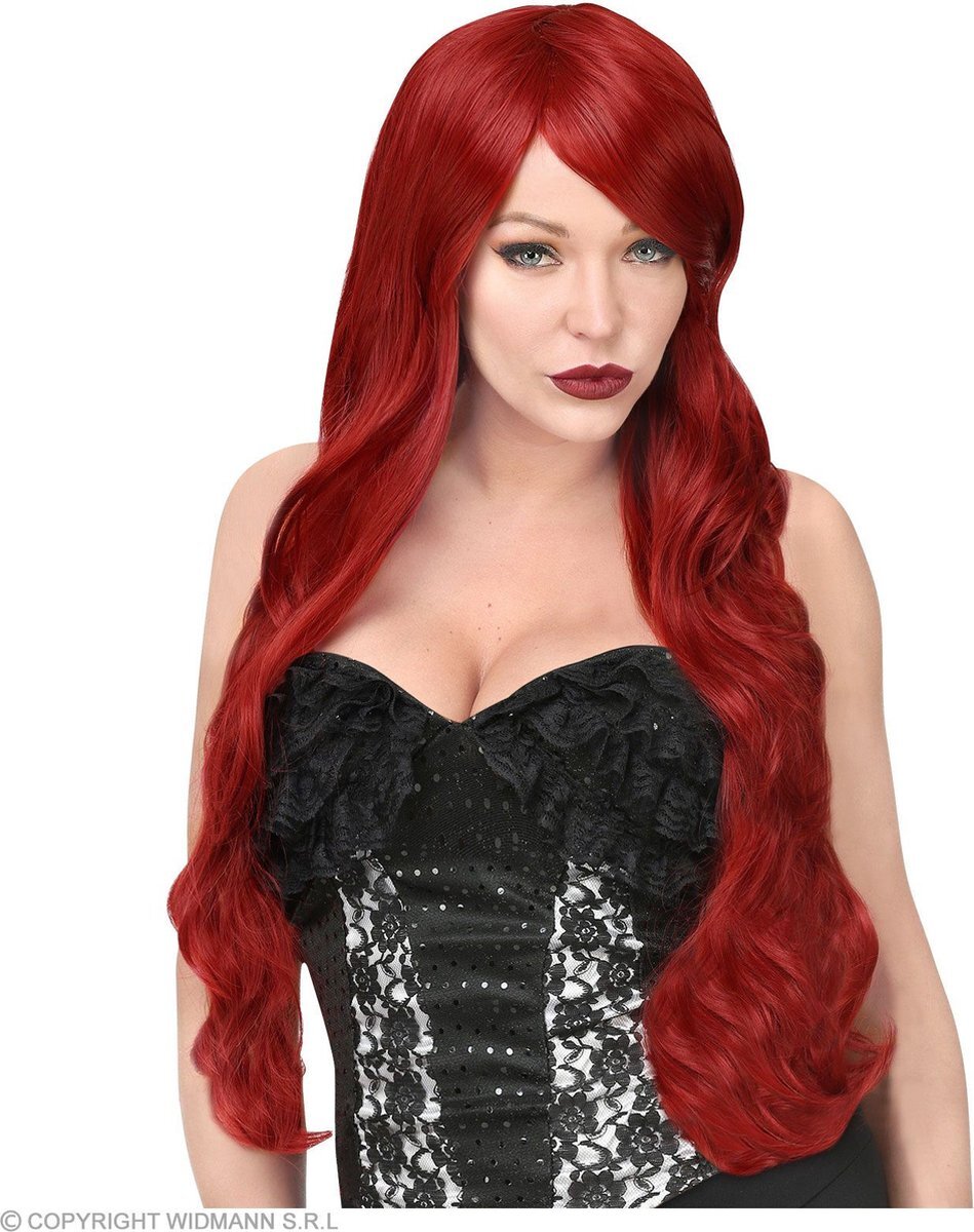 Widmann -Kayla Cosplay Pruik Lang Rood - rood - Halloween - Verkleedkleding