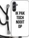Case Company® - Samsung Galaxy A34 Hoesje met Koord - Ik pak nooit op - Zwart - Back Cover