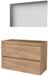 Basic Line Ultimate 46 Badkamermeubelset - 100 x 46 cm - Greeploos - 2 Lades - Wastafelblad - Spiegel met Indirecte LED Verlichting - Whisky Oak