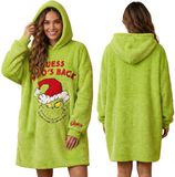 sarcia.eu Grinch Dames hoodie SNUDDIE | Groene deken met mouwen – Oversized kerstbadjas