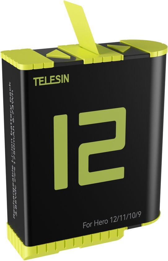 Telesin Batterij voor GoPro Hero 9/10/11/12 - 1750 mAh