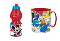 ALMACENESADAN Disney Mickey Mouse Set bestaande uit magnetron 350 ml en waterfles 400 ml, herbruikbaar, BPA-vrij