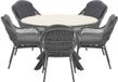Garden Impressions Yima tuinset 6-delig licht grijs - Tulli tuintafel bruin Ø148 cm