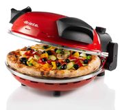 Four à pizza avec plaque en pierre, 400 °C, 1200 W, 30 cm, rouge