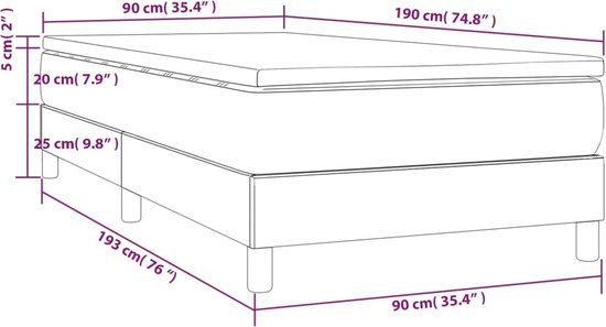 vidaXL Boxspring met matras stof lichtgrijs 90x190 cm