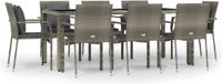 vidaXL Tuinset 9-delig - met kussens - poly rattan - grijs