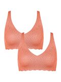 Sloggi ZERO Feel Bliss Soft bra, Bügelloser BH, Zonder beugel, Voorgevormde cup, Lichte ondersteuning, Maat S, 2 stuks, Salmon