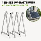 Rhein Beleuchtung Set van 4 balkonzonne-installatiebeugels, 114 cm, verstelbaar van 0 tot 90°, PV-zonnemodulebeugel met platte haken voor balkonhekken, 0% BTW.