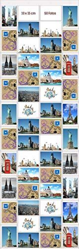 trendfinding Trendfinding® Fotogordijn, deurgordijn met 50 vakjes voor foto's van 10 x 15 cm, combinatie van staande en liggende foto's, ook geschikt voor afbeeldingen, ansichtkaarten