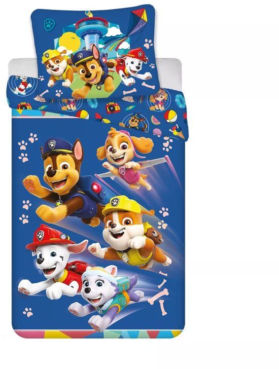 4KidsOnly Paw Patrol dekbedovertrek Brave 100 x 135 cm Katoen Blauw