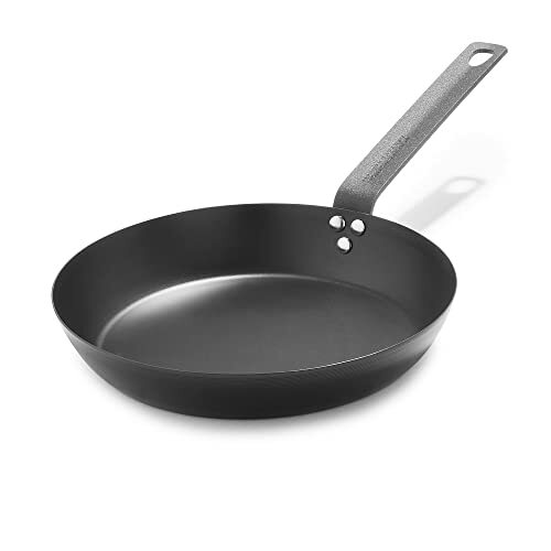 Merten & Storck Pre-Seasoned Carbon Staal Inductie 26cm Koekenpan, Ovenbestendig, Zwart