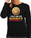 Bellatio Decorations Shoppartners Bv Funny emoticon sweater I do it for the money zwart voor dames - Fun / cadeau trui M