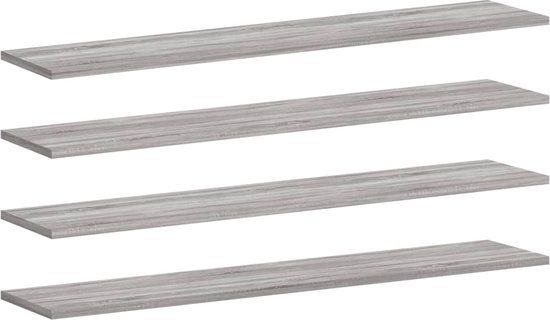 vidaXL Wandschappen 4 stuks 100x20x1,5 cm bewerkt hout grijs sonoma eiken